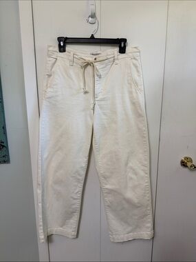 Nine West Cream High-Waist Wide-Leg Pants